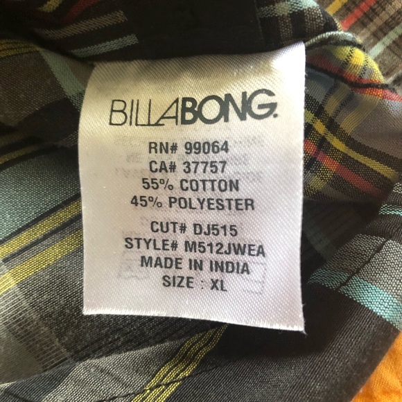 Billabong plaid long-sleeve button up size XL - Picture 7 of 8